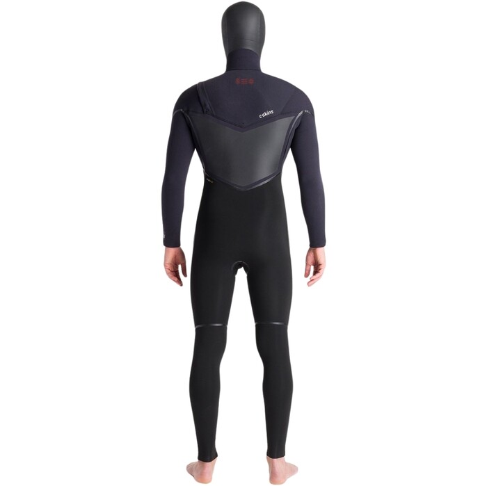 2024 C-Skins Mens NuWave Wired+ 6/5mm Chest Zip Hooded Wetsuit C-NWI65MH - Black / Black x / Rust